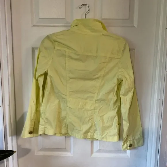 Chico’s Light Jacket Women’s Size 0 Yellow Zipper Pockets Long Sleeve - Picture 7 of 14